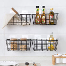 Load image into Gallery viewer, Wrought Iron Kitchen Seasoning Storage Basket Rack Hanger Storage Basket Bathroom Rectangular Storage Box Wall Hanging Rack