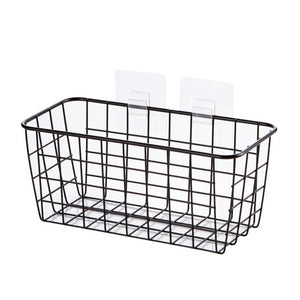 Wrought Iron Kitchen Seasoning Storage Basket Rack Hanger Storage Basket Bathroom Rectangular Storage Box Wall Hanging Rack