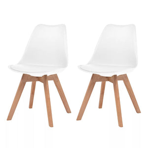 VidaXL 2pcs Modern Dining Chair Leatherette Solid Wood Minimalist Computer Office Chair Casual Home Back Seat Coffee Shop Chair