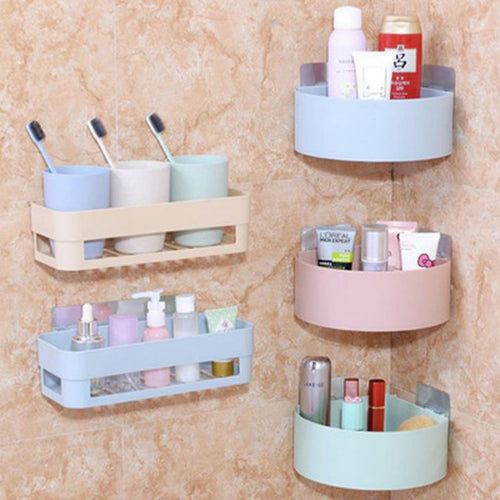 Bathroom Shelving Wall Corner Storage Rack Organizer Shower Shampoo Holder Toilet Suction Cup Storage Rack Bathroom Accessories