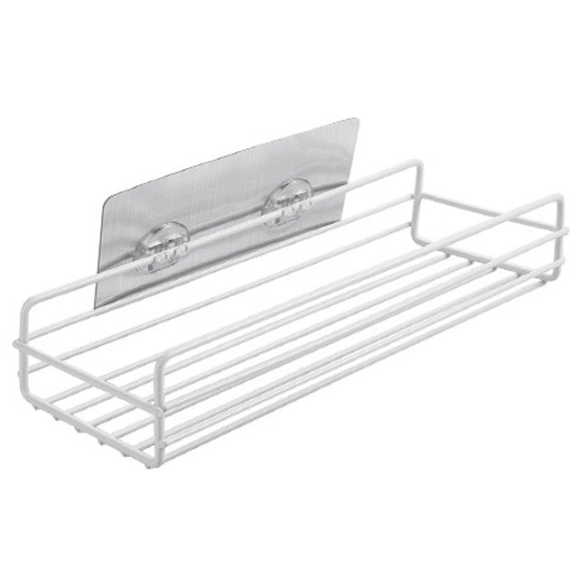 Shower Wall Shelf  Punch Free Shower Shelf Black White Storage Suction Basket Storage RackKitchen Bathroom Accessories