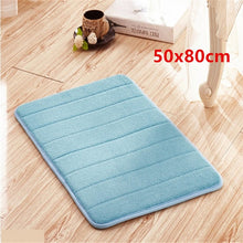 Load image into Gallery viewer, 1pc Coral Velvet Memory Foam Bath Mat Non-Slip Bathroom Mat Carpet Vertical Stripes Bathroom Accessories Dropshipping 2019