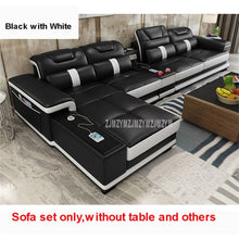 Load image into Gallery viewer, 1Set 4 Seat First Layer Real Leather Living Room Sofa Set Corner Sofa Set With Bluetooth Speaker Function Modern Home Furniture