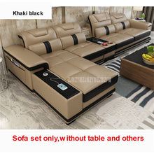 Load image into Gallery viewer, 1Set 4 Seat First Layer Real Leather Living Room Sofa Set Corner Sofa Set With Bluetooth Speaker Function Modern Home Furniture