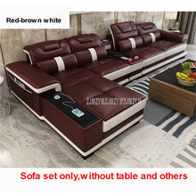 Load image into Gallery viewer, 1Set 4 Seat First Layer Real Leather Living Room Sofa Set Corner Sofa Set With Bluetooth Speaker Function Modern Home Furniture