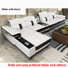 Load image into Gallery viewer, 1Set 4 Seat First Layer Real Leather Living Room Sofa Set Corner Sofa Set With Bluetooth Speaker Function Modern Home Furniture