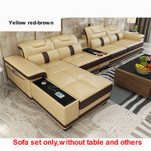 Load image into Gallery viewer, 1Set 4 Seat First Layer Real Leather Living Room Sofa Set Corner Sofa Set With Bluetooth Speaker Function Modern Home Furniture