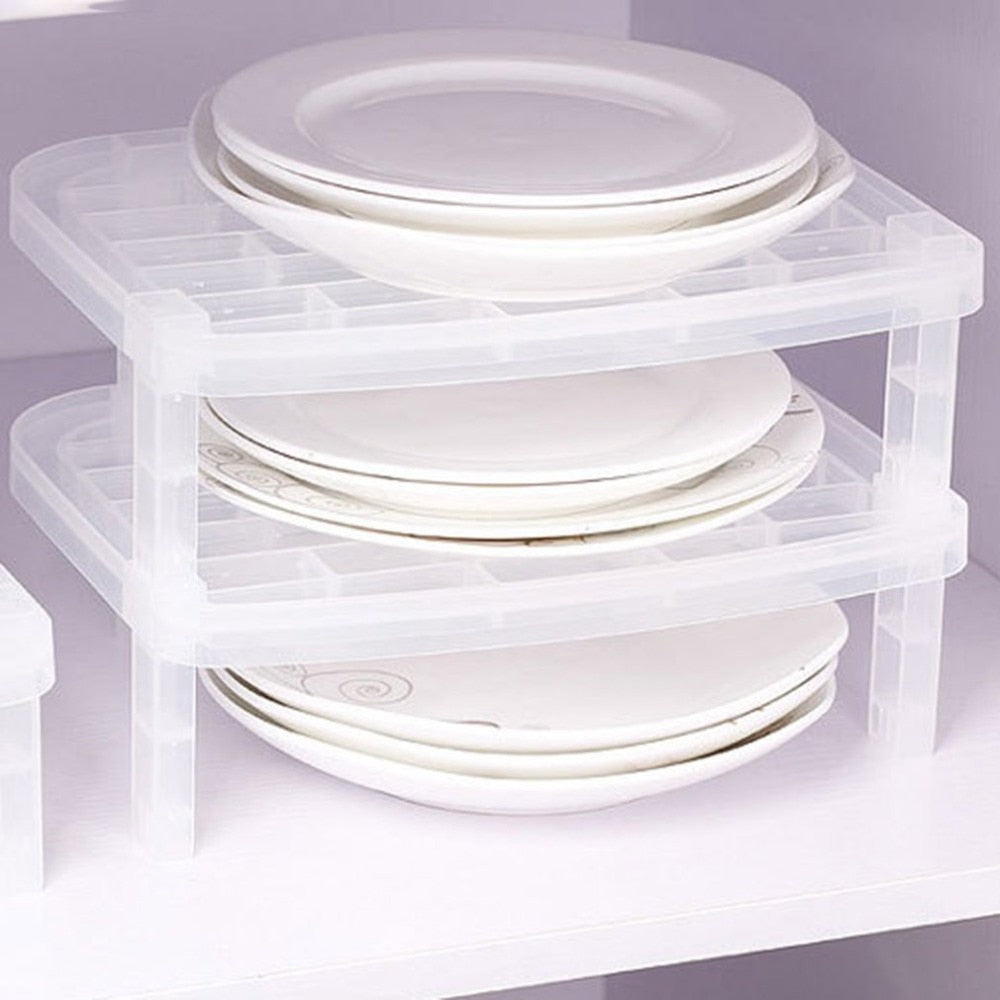 Single Layer Dish Plate Storage Organizer Transparent Antibacterial Vertical Dish Rack Creative Kitchen Rack Space-Saving