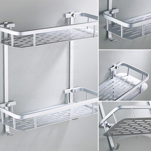 1/2 Tiers Aluminium Bathroom Shower Bath Holder For Shampoos Shower Gel Kitchen Home Balcony Shelf Hanging Storage Rack