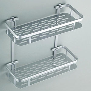 1/2 Tiers Aluminium Bathroom Shower Bath Holder For Shampoos Shower Gel Kitchen Home Balcony Shelf Hanging Storage Rack