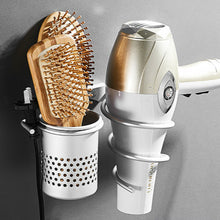 Load image into Gallery viewer, Gold Hair Dryer Holder Space Aluminium Bathroom Wall Shelf Hair Dryer Rack with Basket Bathroom Accessories Banyo Aksesuarlari