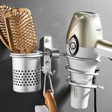 Load image into Gallery viewer, Gold Hair Dryer Holder Space Aluminium Bathroom Wall Shelf Hair Dryer Rack with Basket Bathroom Accessories Banyo Aksesuarlari