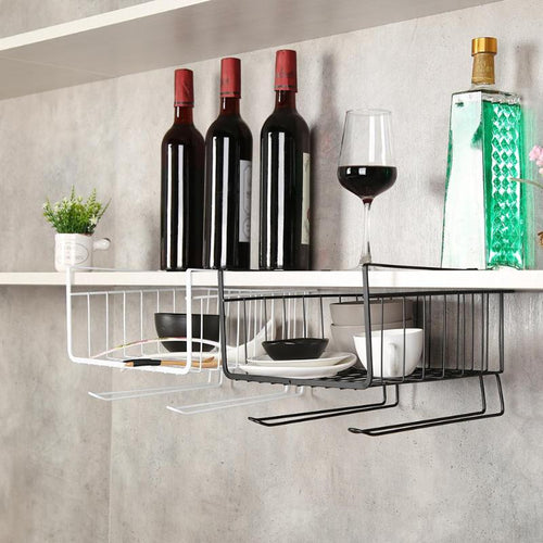 Iron Cupboard Cabinet Door Organizer Rack Basket Hanging Under Shelf Storage Kitchen Storage Basket Rack Organizer