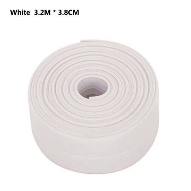 PVC Material Kitchen Bathroom Waterproof Wall Sealing Tape Mold Proof Self Adhesive Sealing Sticker Durable Use 3.2mx3.8cm/2.2cm