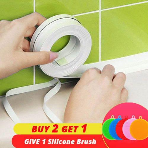 PVC Adhesive Tape Durable Use 1 ROLL Kitchen Bathroom Wall Sealing Tape Gadgets Waterproof Mold Proof 3.2mx3.8cm/2.2cm